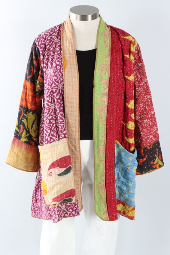 Long Patchwork Kimono Jacket - Multi Color #5