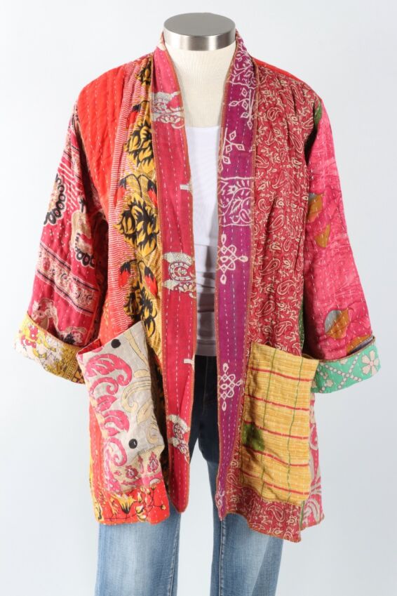 Long Patchwork Kimono Jacket - Multi Color #15