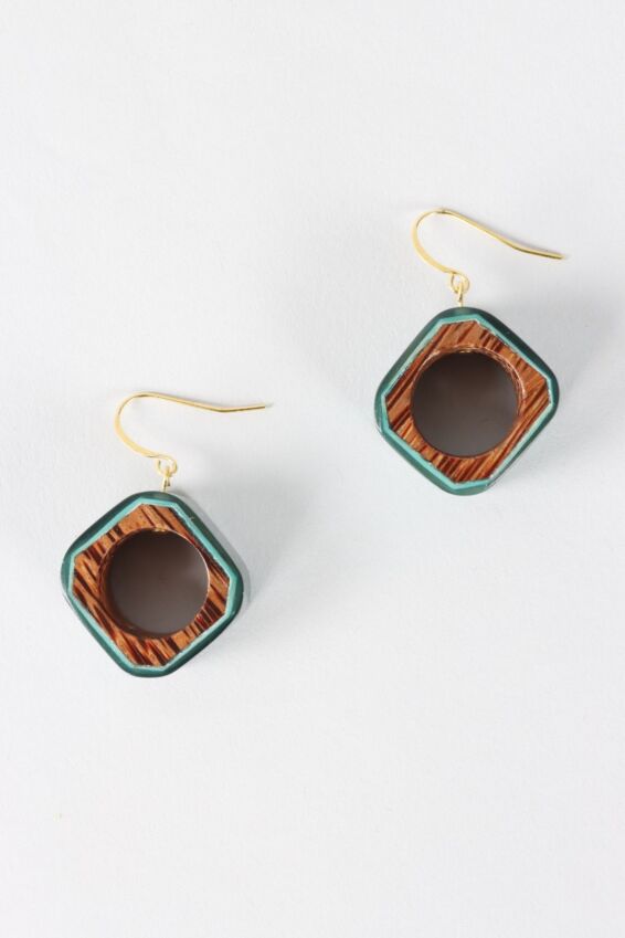 Geoblend Dangle Earring - Emerald