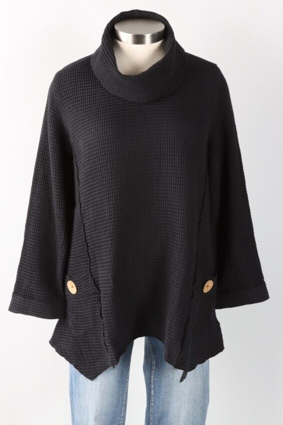 Mock Neck Tunic - Black