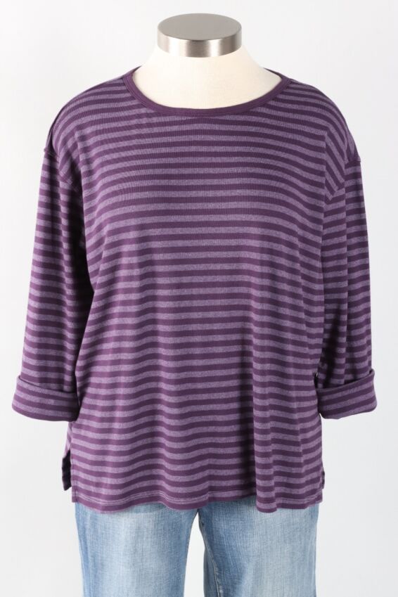Tee + 3 - Eggplant Stripe