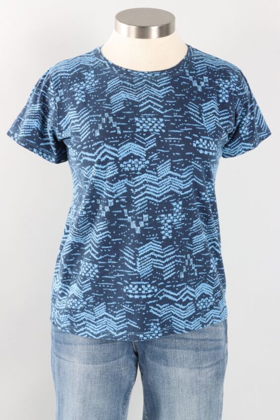 Short Sleeve Crew - Celeste Zig Zag