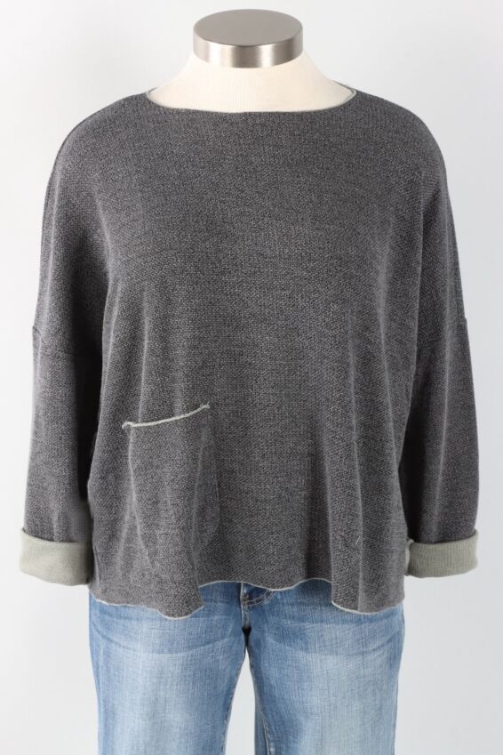 Osize Pocket Pullover - Seal Marled Knit