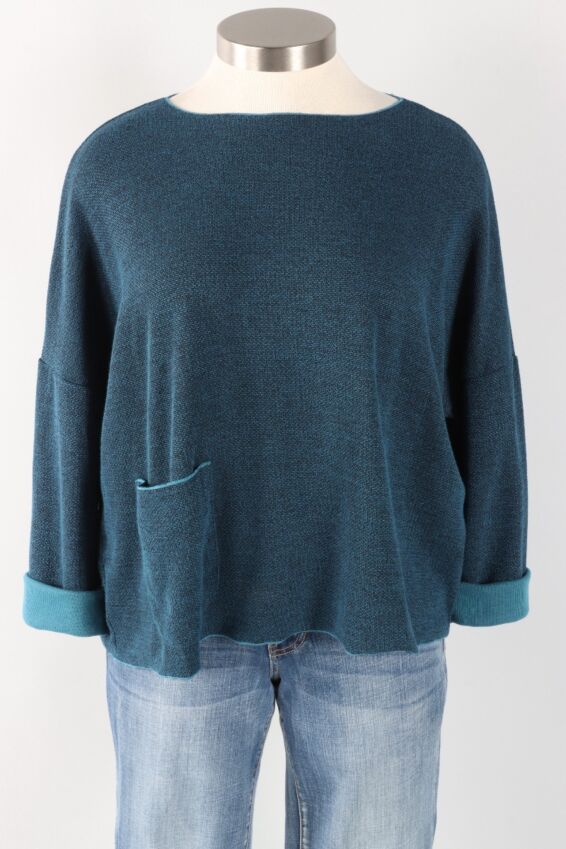 Osize Pocket Pullover - Peacock Marled Knit