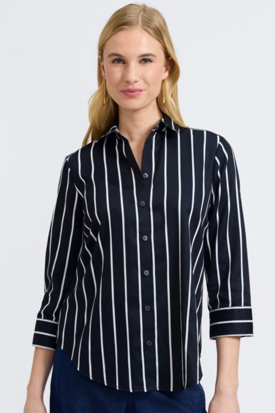 Margie Shirt - Black & White Stripe