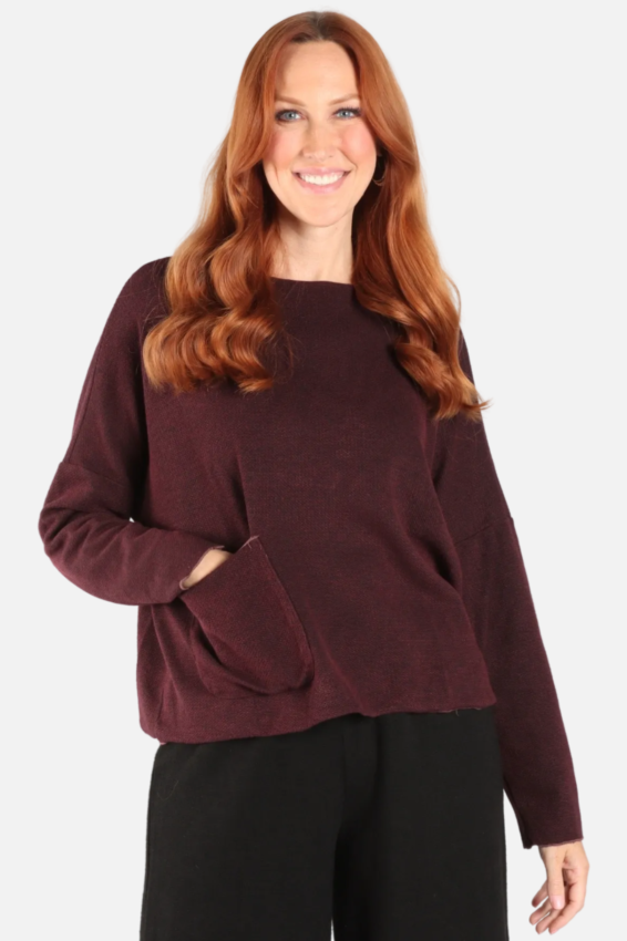Osize Pocket Pullover - Cola Marled Knit