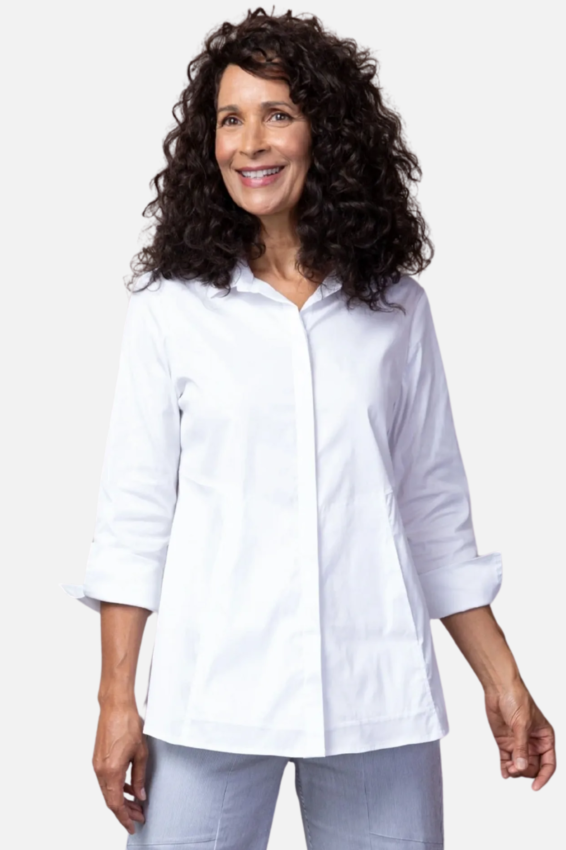 Hidden Placket Shirt - White