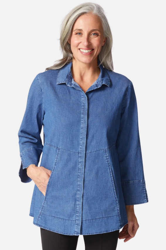 Hidden Placket Shirt - Denim