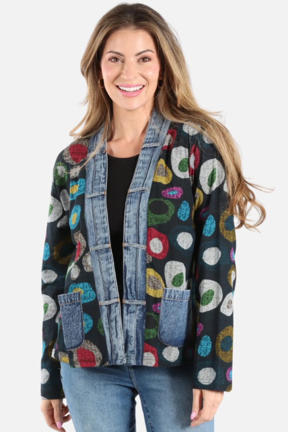 Open Front Jacket Plus - Onyx Print