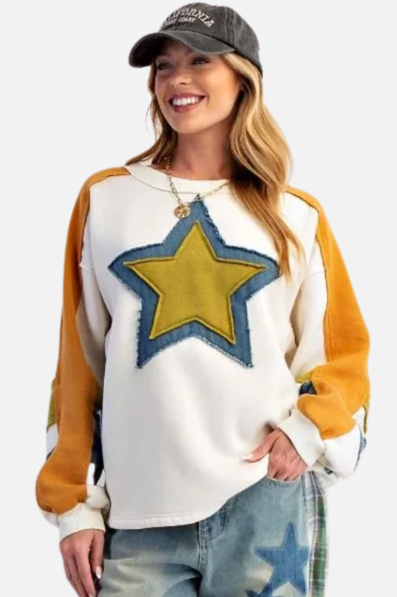 Star Patch Pullover - Ivory