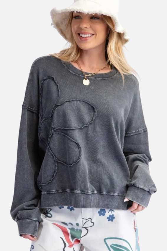Flower Patch Sweatshirt - Black