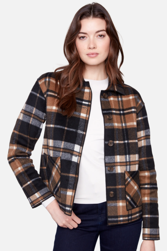 Reversible Plaid Jacket - Cocoa
