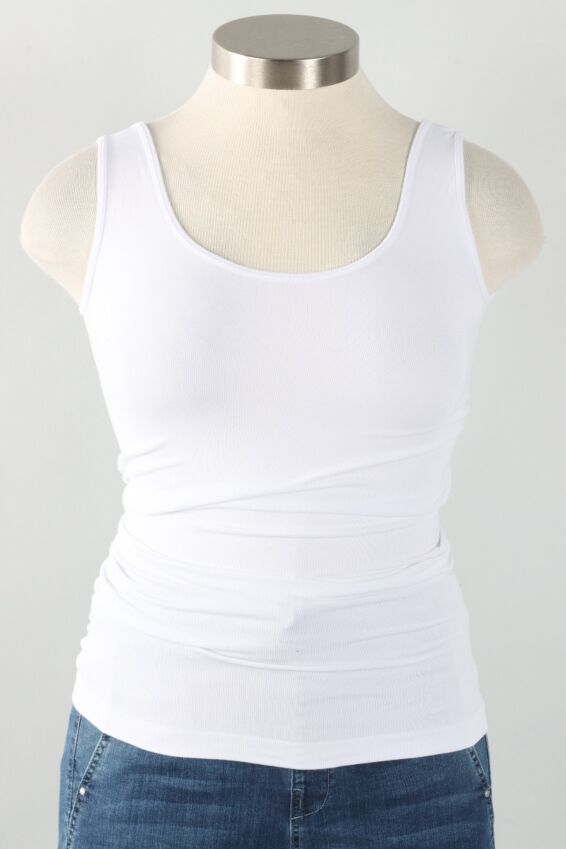Bamboo Double Scoop Neck Tank Plus - White