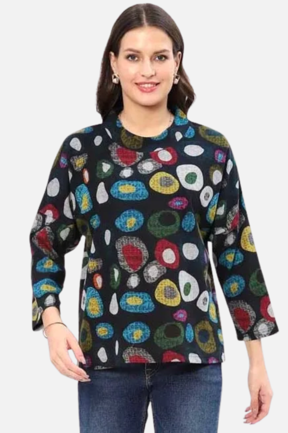 Mock Neck Top Plus - Onyx Print
