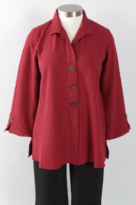 Patch Button Tunic - Wine