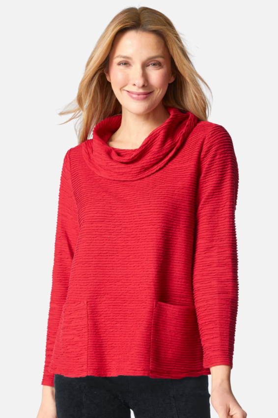 Cowl Pocket Top - Ruby