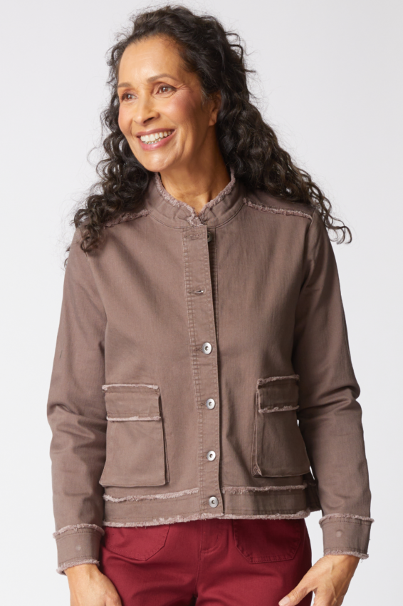 Denim Cargo Jacket - Truffle