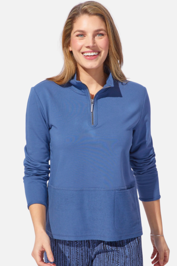 Quarter Zip Pullover - Denim