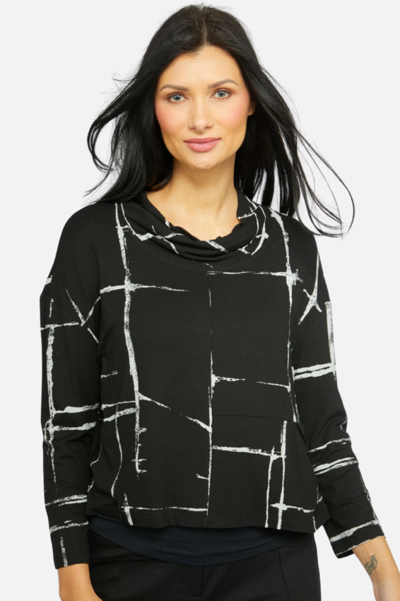 Effortless Pullover - Black Painted Grid