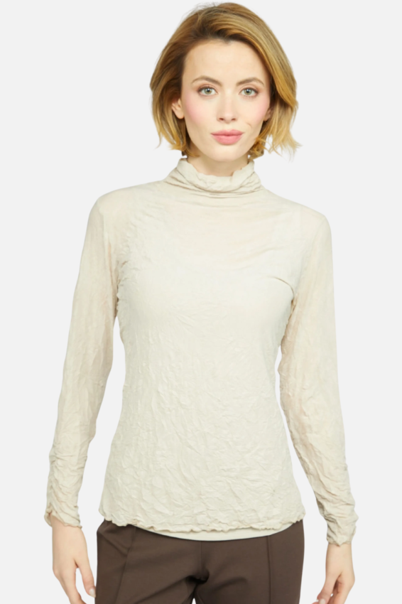 Ruched Turtleneck Top - Cloud