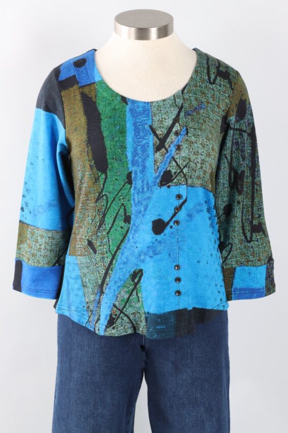 Button Top - Andrea Print