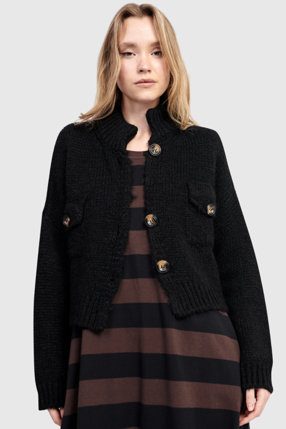Button Cardi - Black