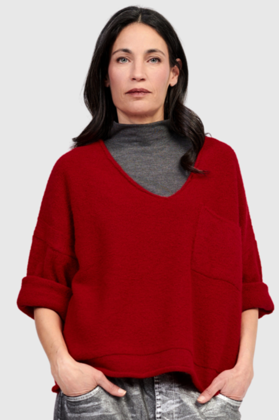 Pocket V-Neck - Red