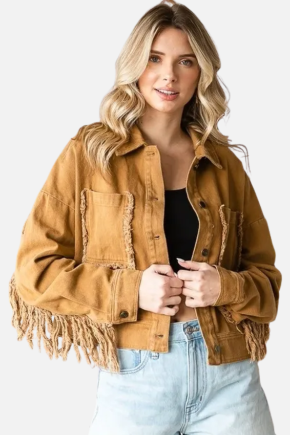 Fringe Twill Jacket - Camel