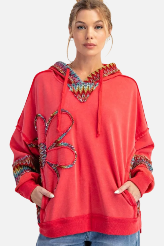 Daisy Patch Pullover - Poppy