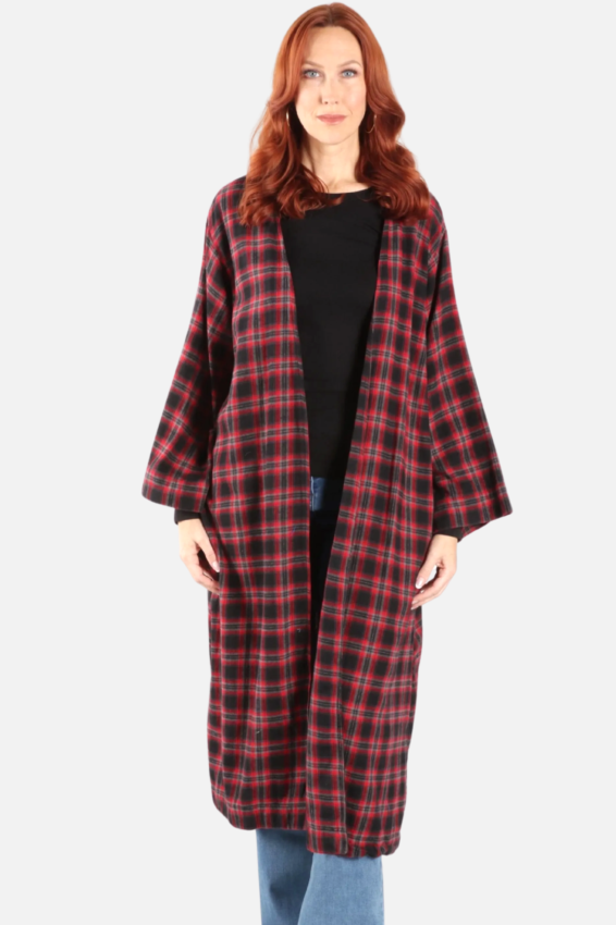 Open Jacket Duster - Red & Black Flannel