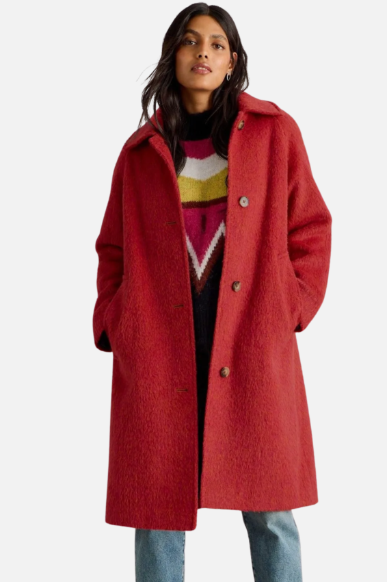 Kelsey Wool Blend Coat - Red