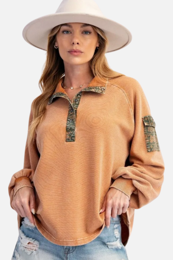 Rib Terry Pullover - Camel
