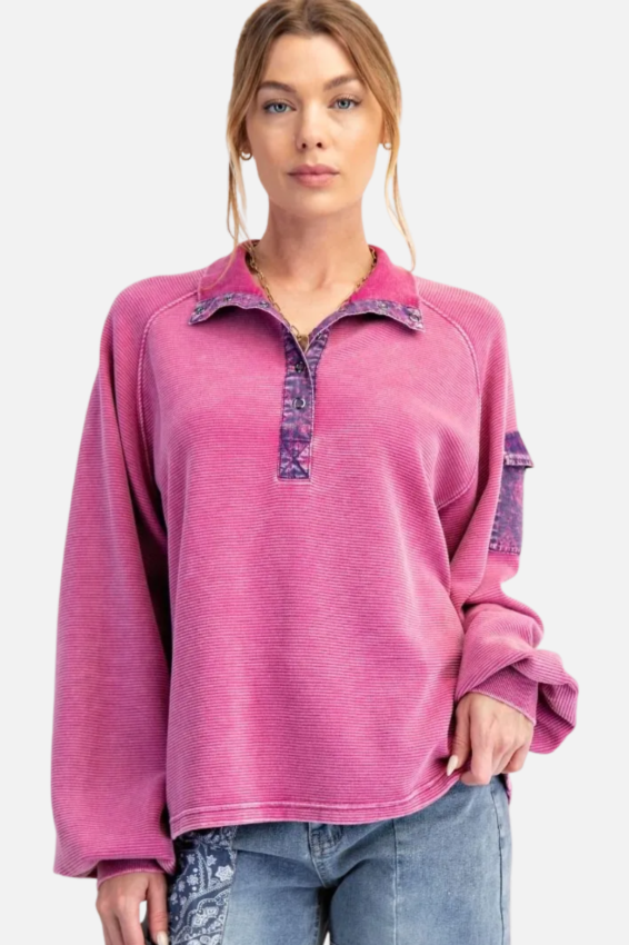 Rib Terry Pullover - Orchid
