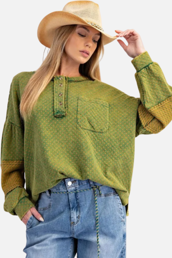 Mixed Print Pullover - Juniper