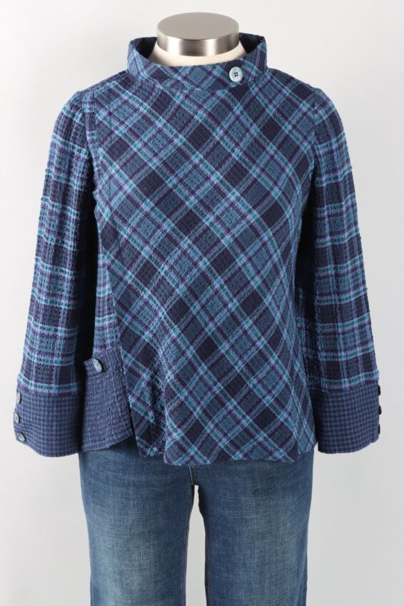Asymmetrical Button Cuff Top - Navy