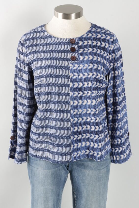 Mixed Print Pullover - Navy