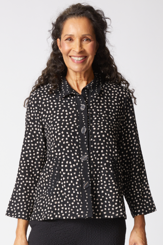 Pleat Back Jacket - Black Dot