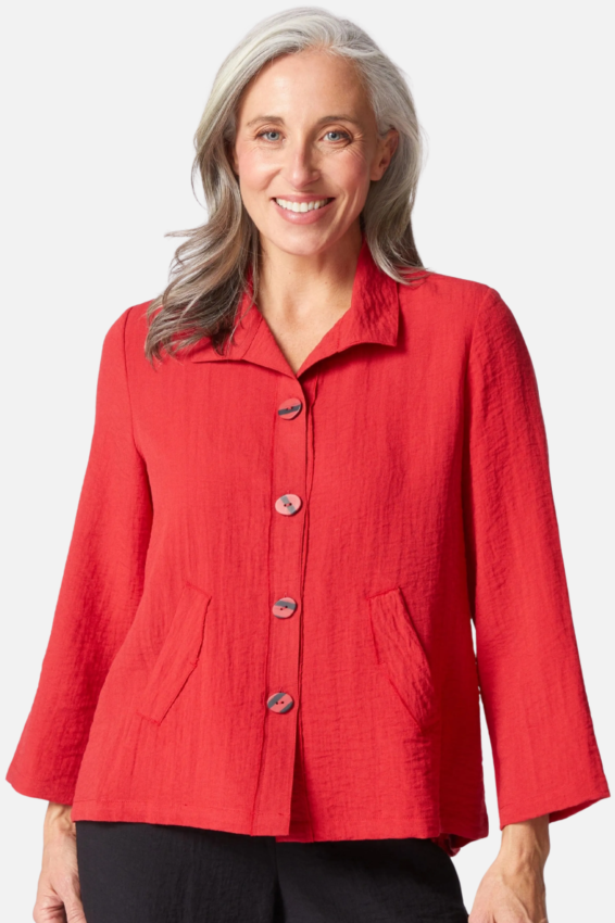 Pleat Back Jacket - Ruby