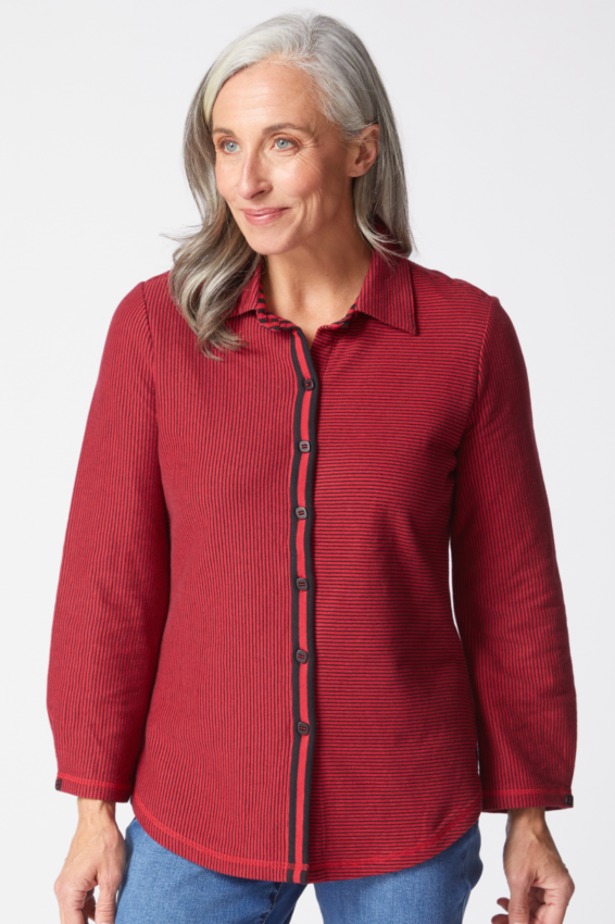 Boyfriend Shirt - Ruby Stripes