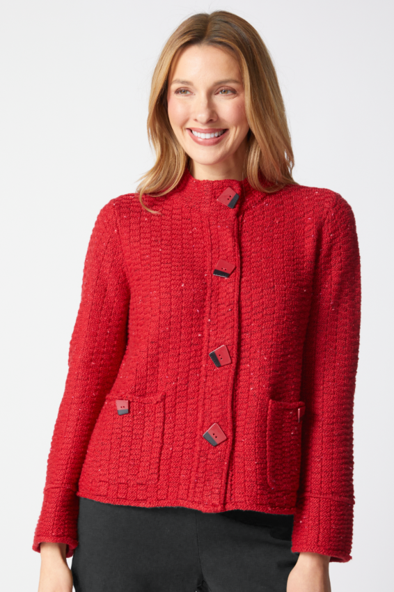 Brick Stitch Cardigan - Ruby