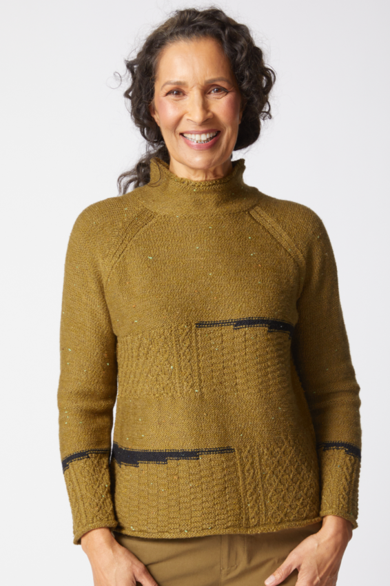 Mixed Cable Stitch Pullover - Avocado