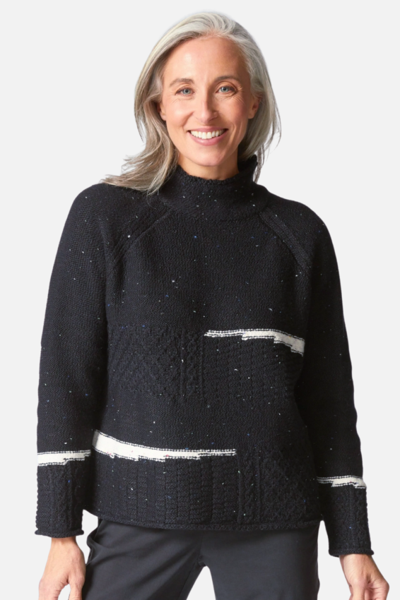 Mixed Cable Stitch Pullover - Black