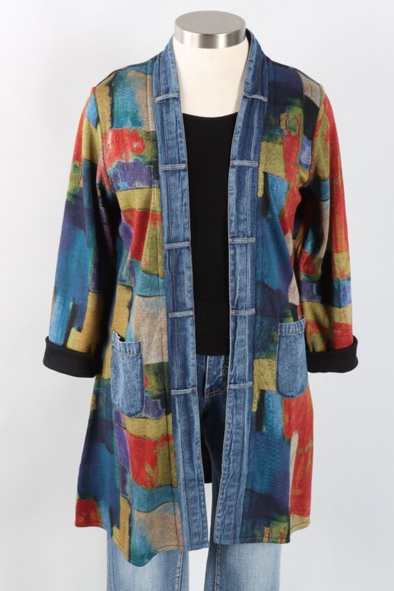Reversible Open Front Jacket Plus - Edith Print