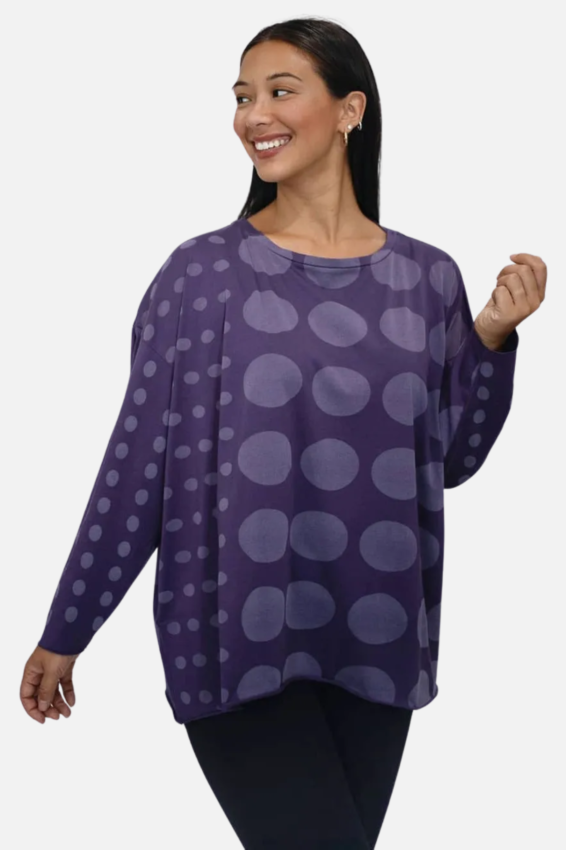 Polka Dot Tee - Plum 