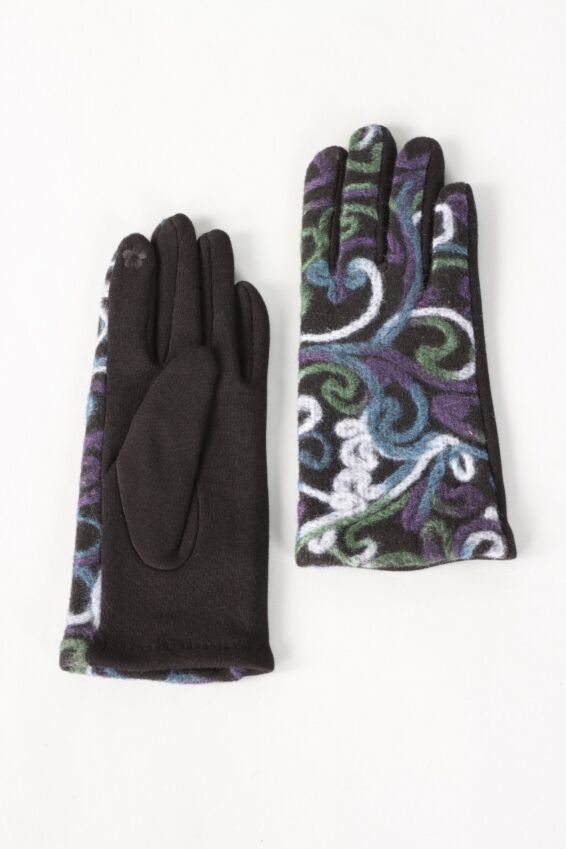 Abstract Scroll Gloves - Navy