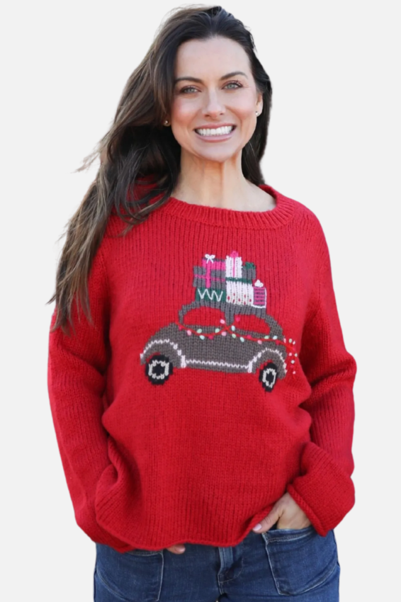 Merry Everything Crew Sweater - Red Ginger