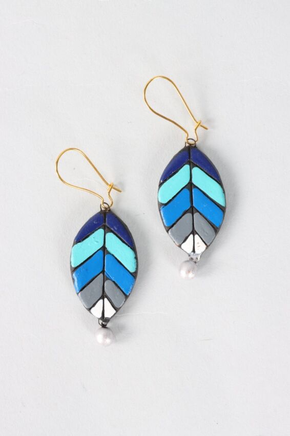 Leaf Earring - Blue