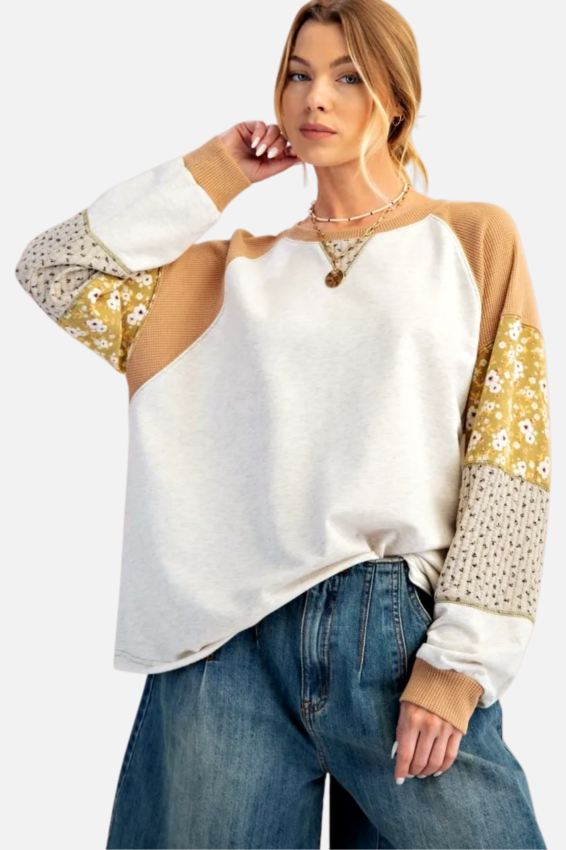 Patchwork Pullover - Heather Grey