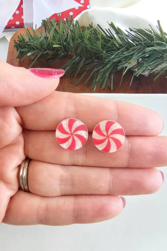 Peppermint Studs - Red & White