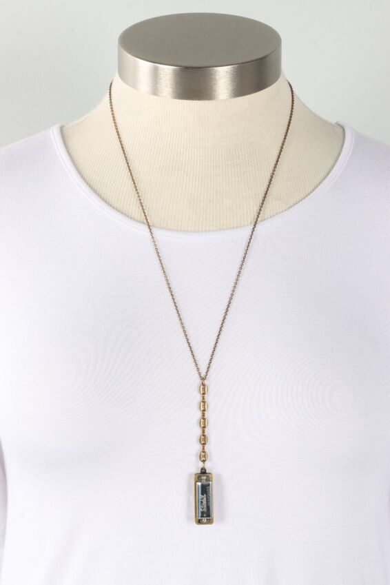 Anchor Drop Harmonica Necklace - Silver
